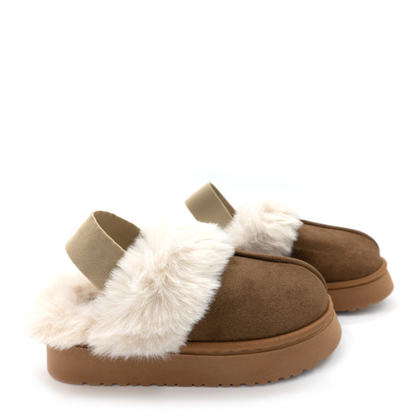 כפכפי פלטפורמה עם פרווה