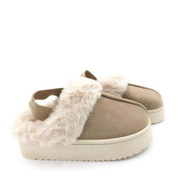 כפכפי פלטפורמה עם פרווה