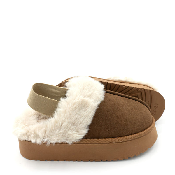 כפכפי פלטפורמה עם פרווה