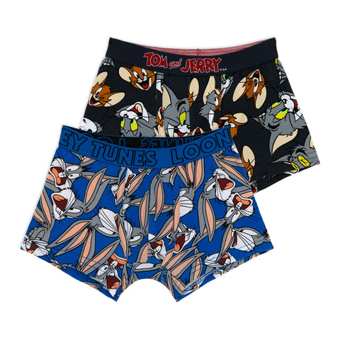 שני תחתוני בוקסר מודפסים עם גומי חיצוני