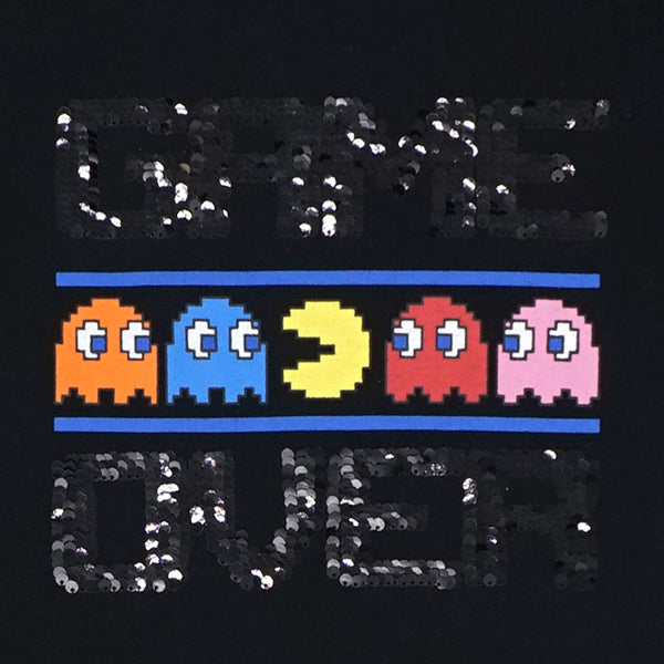 חולצת מעבר פאקמן Game Over עם פאייטים מתחלפים בנים