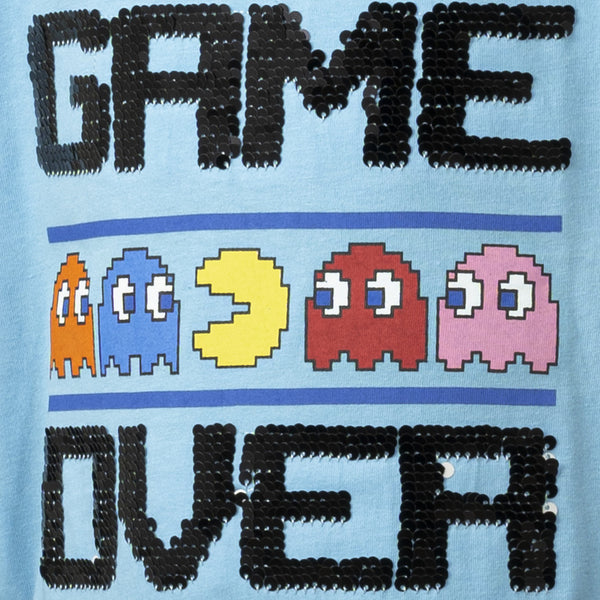 חולצת מעבר פאקמן Game Over עם פאייטים מתחלפים בנים