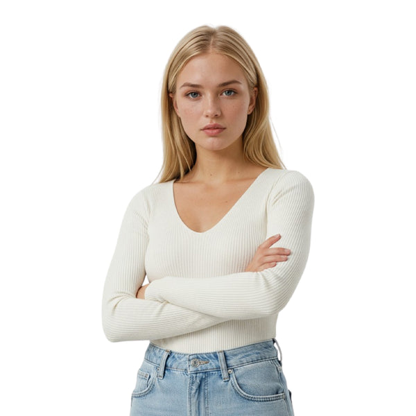 סריג ריב צווארון וי