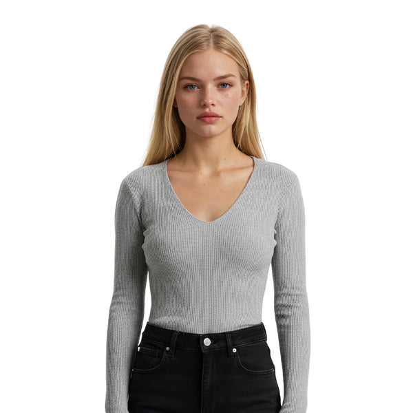 סריג ריב צווארון וי