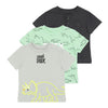 מארז 3 חולצות דינוזאורים ירוק-פלדה-אבן תינוקות בנים 6-36M
