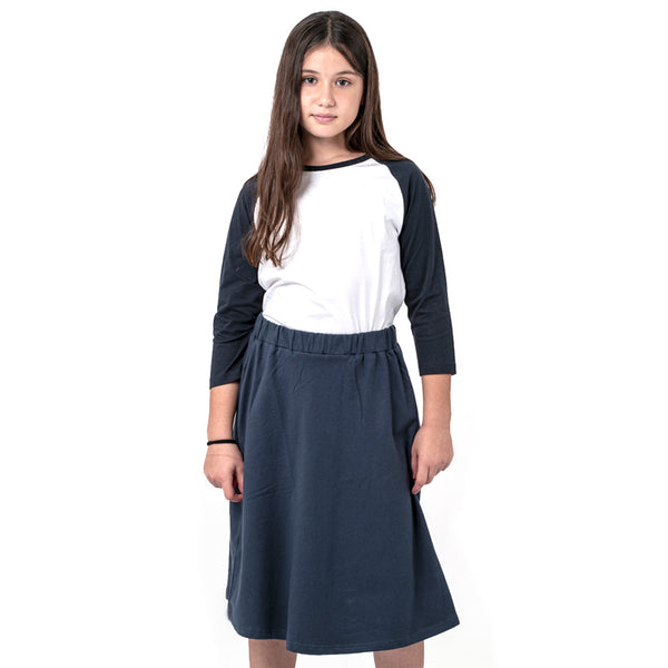 שלישיית חצאיות ברך פרנץ' טרי שחור-כחול-חום בנות 14-16