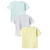 שלישיית חולצות מינוטי צהוב-אפור-מנטה פעוטות בנות 12-24M