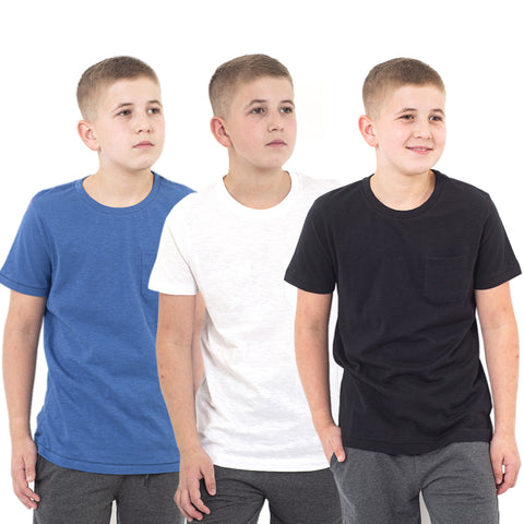 מארז חולצות סלאב שחור-לבן-טורקיז עם כיס בנים 2-8