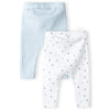 שני מכנסי ריב מינוטי תכלת-לבן תינוקות בנים 6-9M