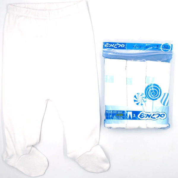 שלישיית מכנסי רגלית פלנל לבן תינוקות בנים N/B