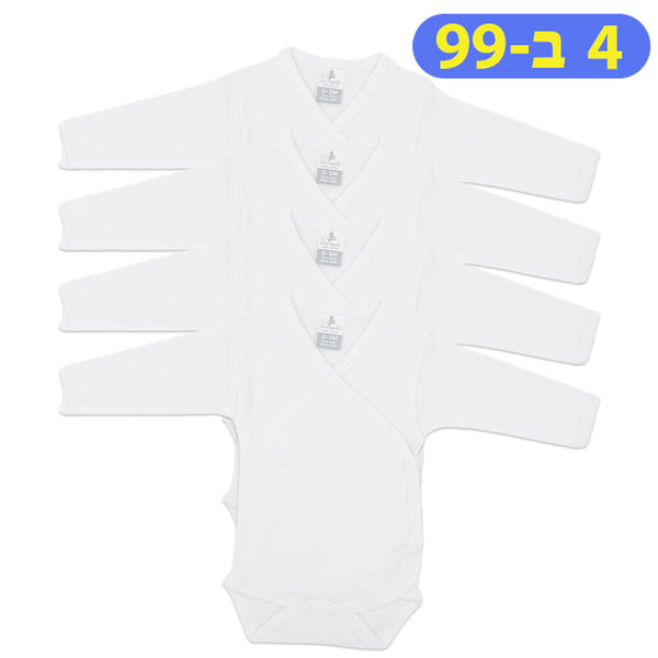 מארז 4 בגדי גוף מעטפת פלנל לתינוקות 0-3M