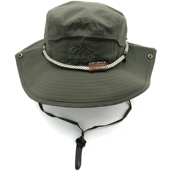 כובע ספארי Traveller רחב שוליים עם שרוך