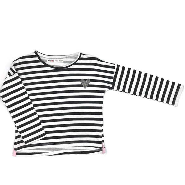 שלישיית חולצות מינוטי מודפסות שחור-לבן-ורוד בנות 9-14Y