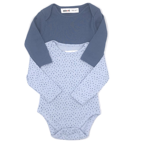 זוג בגדי גוף כחול-תכלת מינוטי תינוקות 3-9M