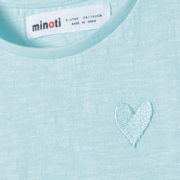 רביעיית חולצות מינוטי עם רקמת לב פעוטות בנות 12M-3Y