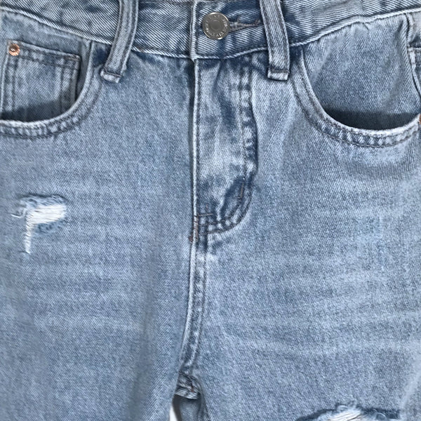 ג'ינס רחב גומי קרעים בנות 8-18